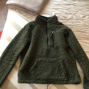 Adorable Olive Green Sherpa Style Pullover